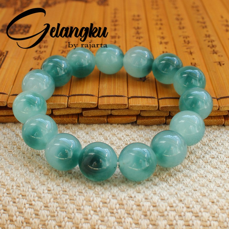 Gelang Beads Natural Flower Jade  14Mm