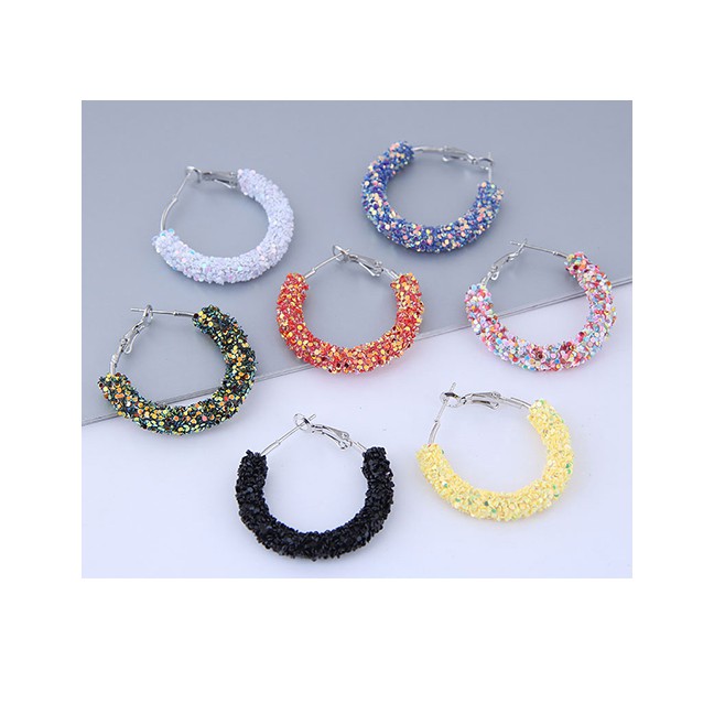 LRC Anting Tusuk Fashion Color Sequin Ear Studs A59891