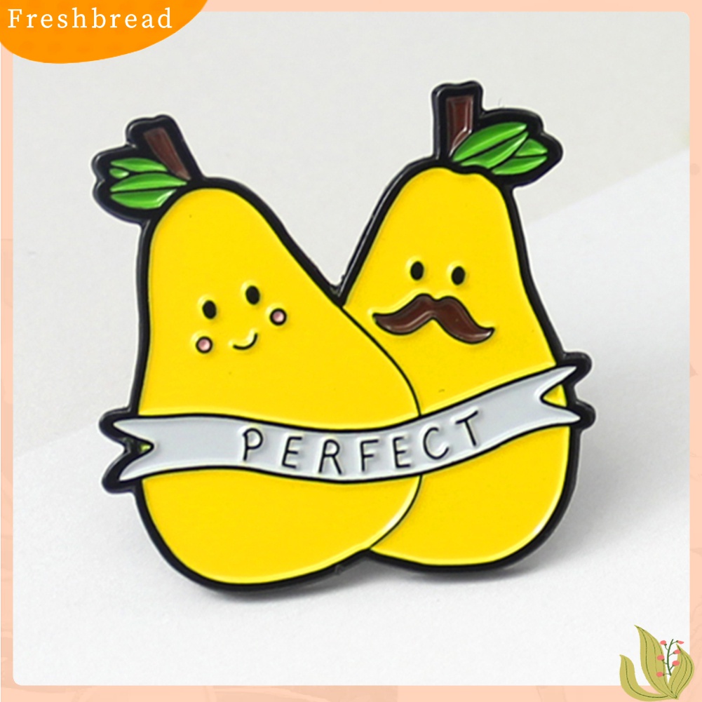 [ TERLARIS]Cartoon Double Pear English Letter Perfect Badge Collar Brooch Pin Clothes Decor