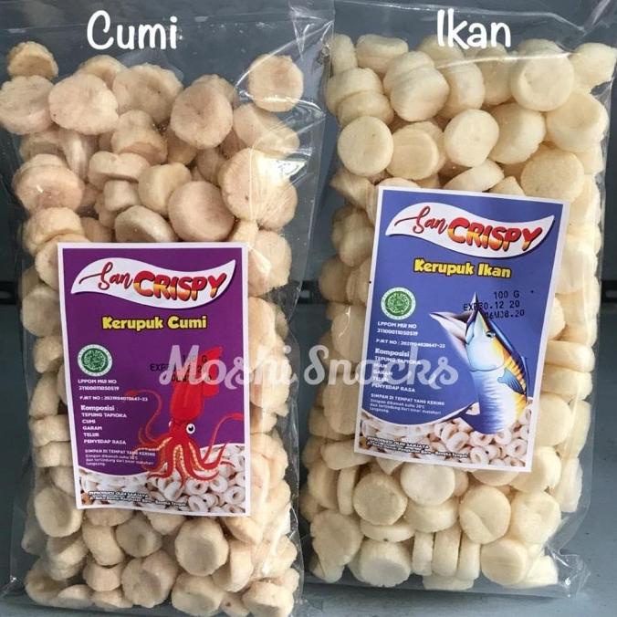 

Kerupuk / Kemplang Koin Ikan Cumi Sancrispy Asli Bangka San Crispy