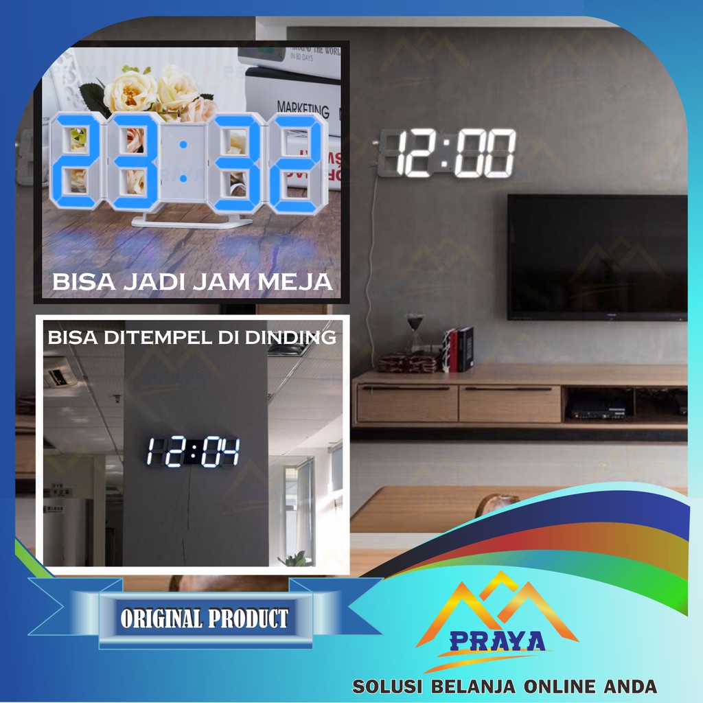 Jam LED Digital Minimalis Jam Meja Dan Dinding Wall Clock Table