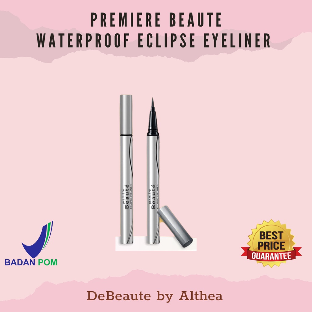 Premiere Beaute Waterproof Eclipse Eyeliner Tahan Hingga 24 Jam Soft Tip Brush Hitam Eyeliner Spidol