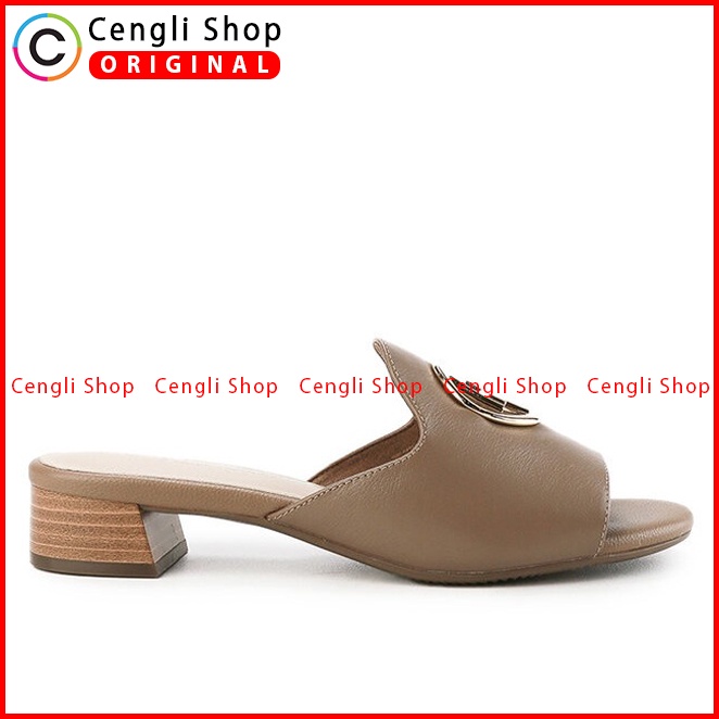 SANDAL HEEL WANITA HUSH PUPPIES ORIGINAL HEELS KULIT ASLI COKLAT HW10