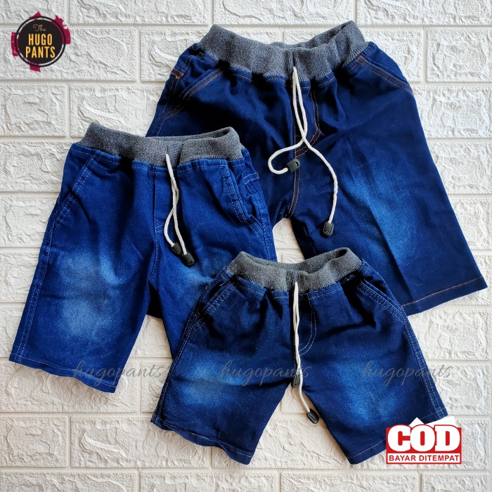 Celana Pendek Jeans Anak Laki Laki Usia 2 3 8 10 12 Tahun Pinggang Karet Bahan Jeans Premium