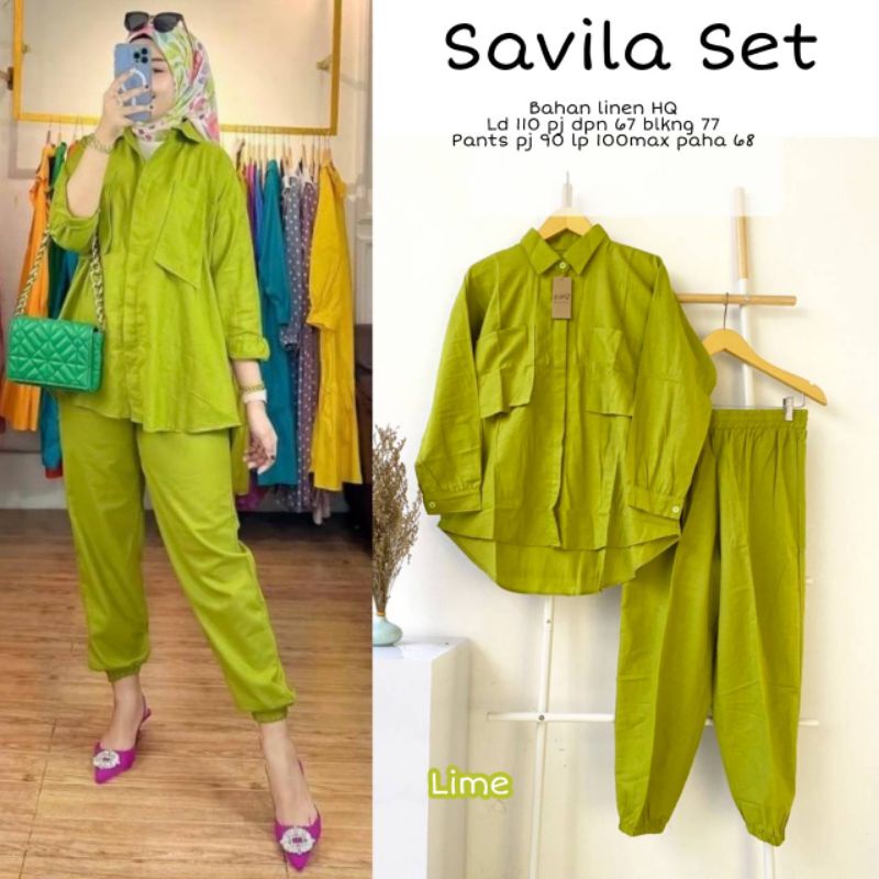 savila set linen wanita