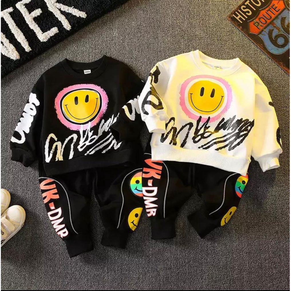 PROMO SETELAN SWEATER ANAK TERBARU MOTIF SMILE 1-5 TAHUN SETELAN SWEATER ANAK LAKI LAKI DAN PEREMPUAN TERLARIS