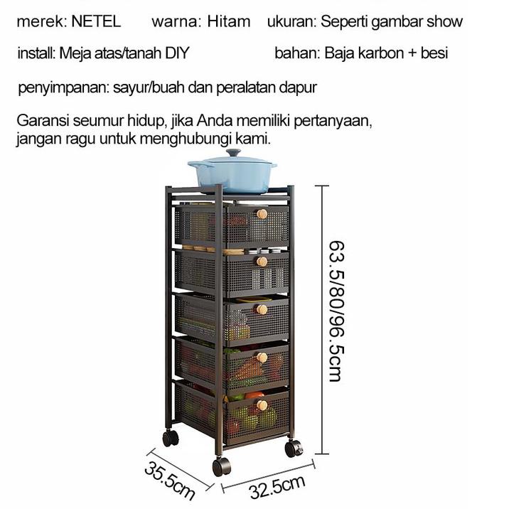 Paling Disukai.. NETEL Rak Dapur Rak Penyimpanan Sudut Lemari Troli Dapur Di Bawah Rak Wastafel Mult