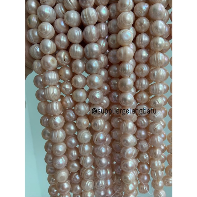 Bahan Mutiara Air Tawar Barok / Baroque LAVENDER 10 x 18mm Bulat pearl