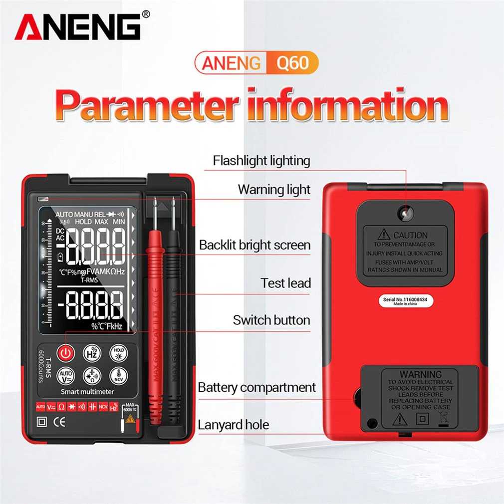 Multimeter Digital Smart Multimeter 6000 Count True RMS Pengukur Arus Listrik Multi Meter LCD Desain Portable