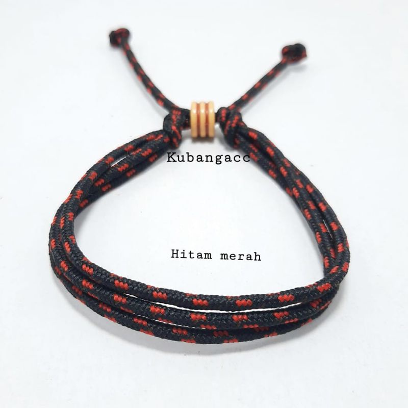 promoooo.gelang prusik 3 rangkap, gelang prusik keren,gelang cowok/cewek, gelang tali. gepang murah,-Htam mrah
