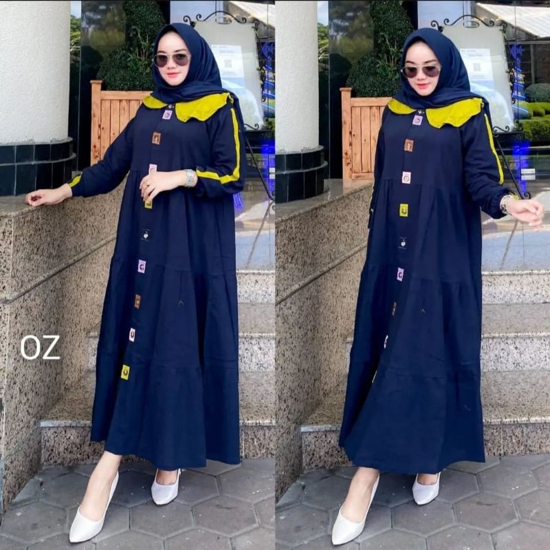 MARISSA MIDI DRES LINEN PREMIUM BUSUI FULL KANCING KEKINIAN TRENDY