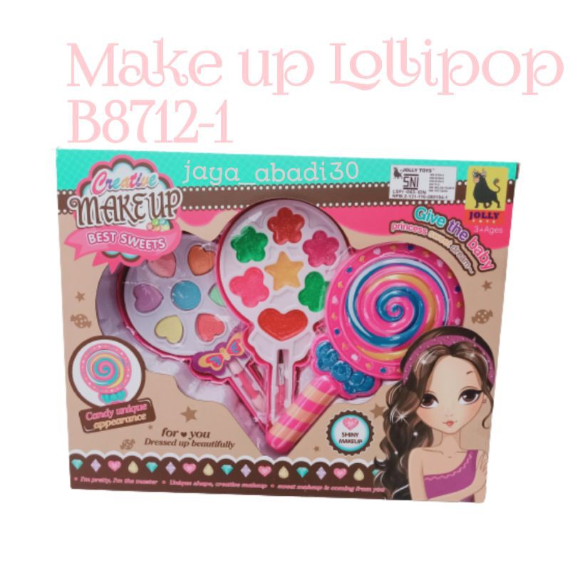 Mainan anak beauty set alat make up Lollipop susun kemasan dus bisa dipakai dibilas air hilang B8712