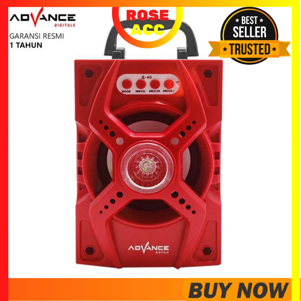 Speaker Bluetooth Advance S40 Portable Speaker - Merah microSD Card