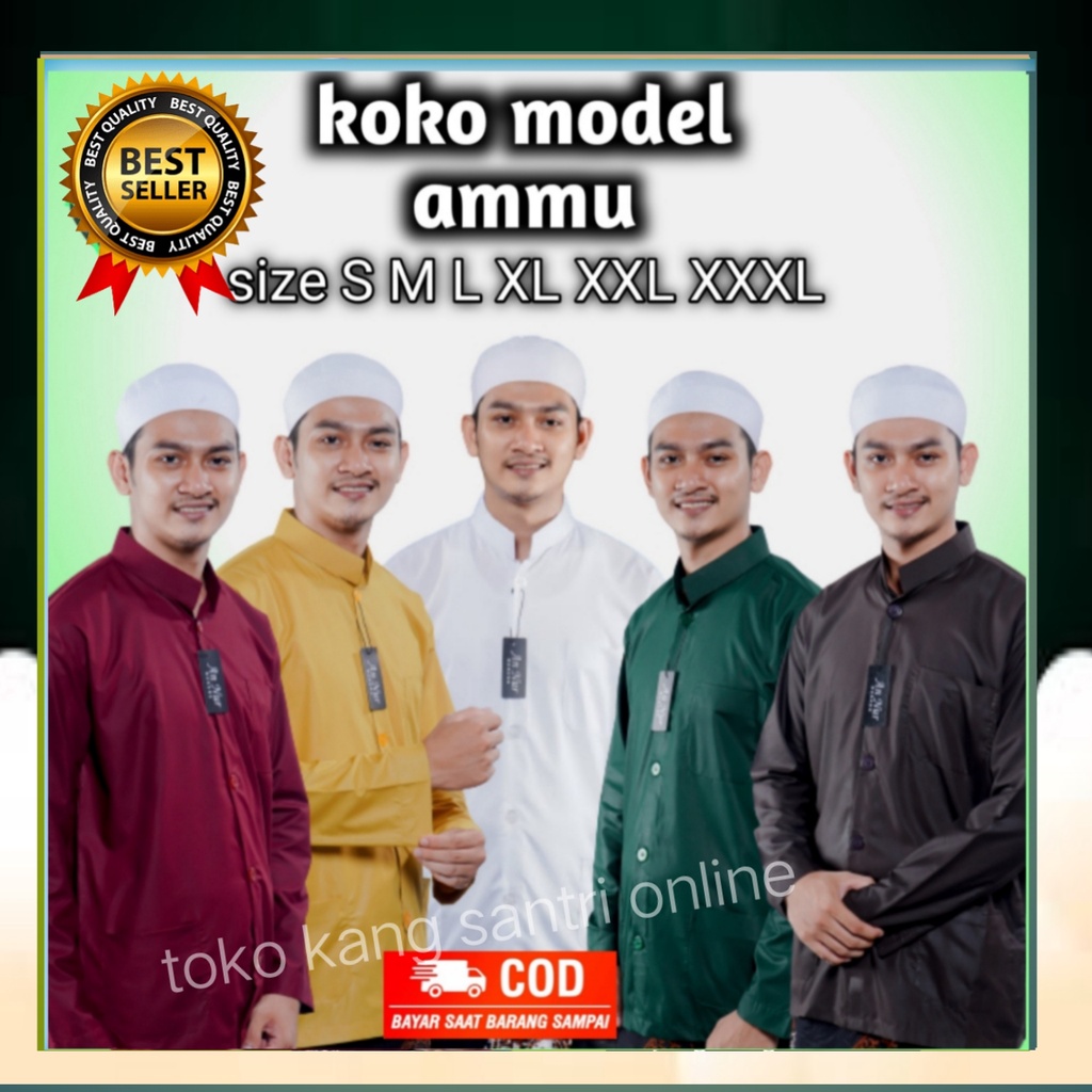 Baju koko haibah model amu ammu remaja pria dewasa santri lengan panjang merk annur