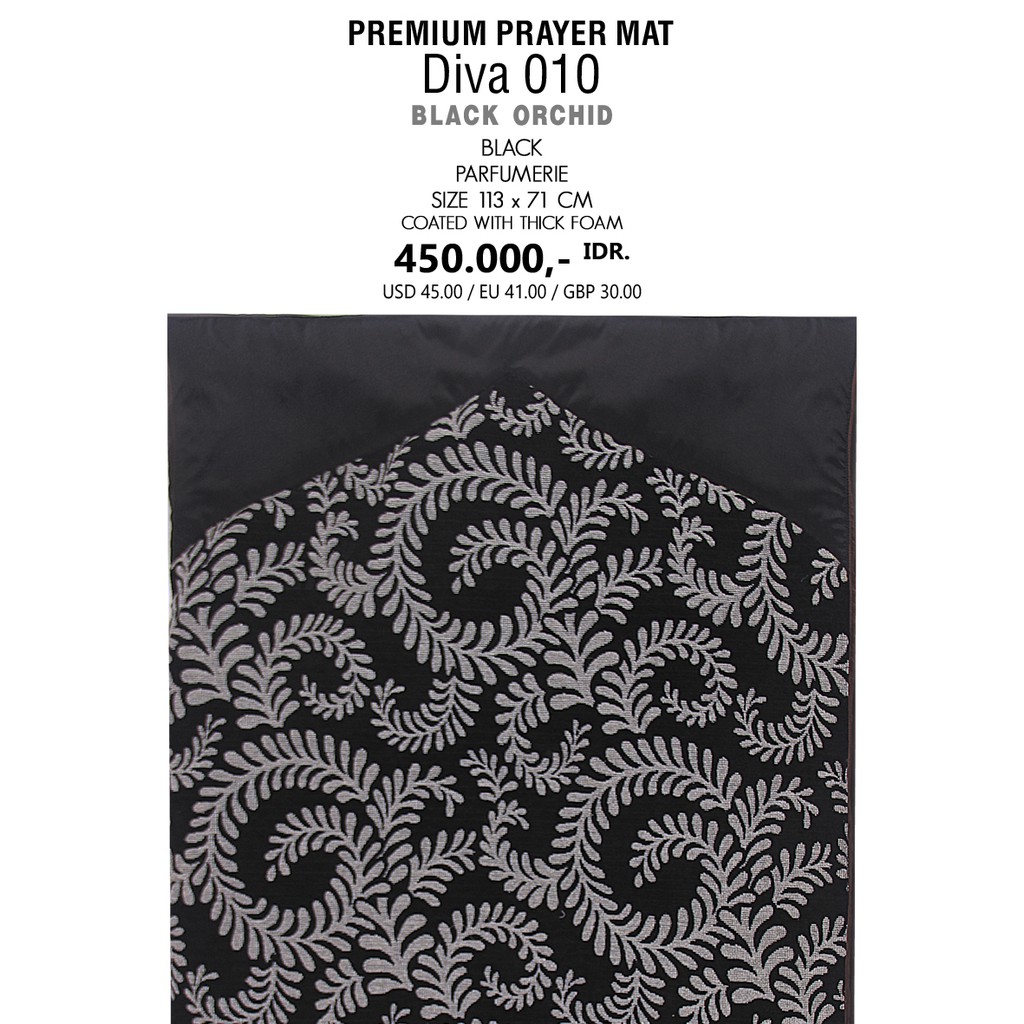 Sajadah Tatuis Eksklusif Premium Diva 010 Tebal Empuk Halus Motif Bunga Cantik Warna Hitam Black