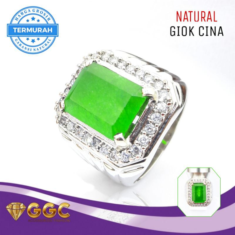 Cincin Batu Giok Cina Asli Natural