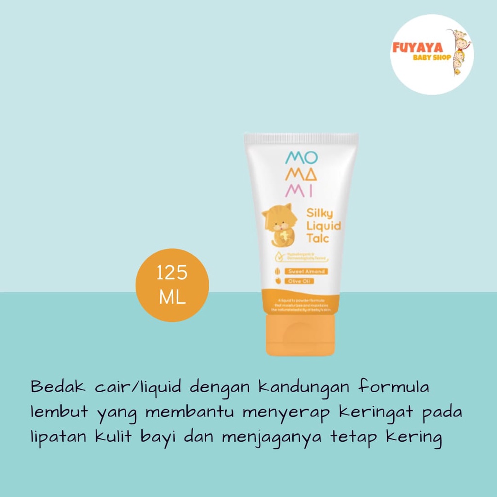 Momami Baby Silky Liquid Talc - Lotion & Cream Bayi (125 mL) Bedak Cair / Menyerap Keringat pada Lip