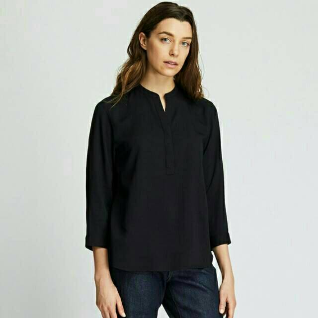 (UNIQLO SALE TERBATAS) Women Blouse/ Blus Wanita Rayon Kerah Tegak