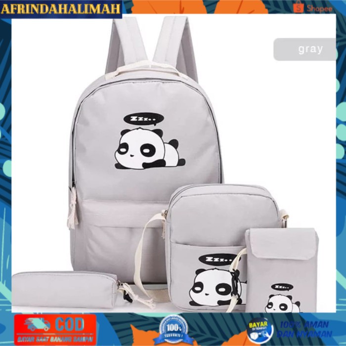 

[TERBARU] TAS SEKOLAH / TAS KULIAH SET PANDA - Abu-abu