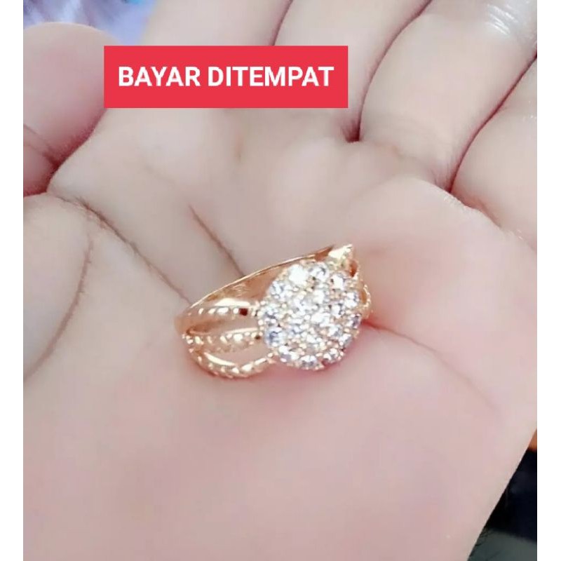 Cincin xuping alloy laris perhiasan wanita motif permata mata bulat