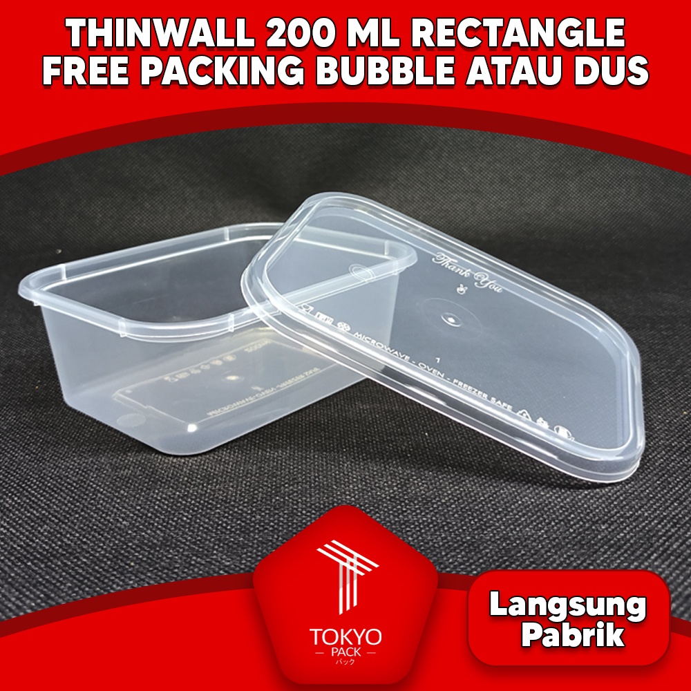 kotak plastik persegi panjang 200ml / thinwall plastik 200ml MURAH