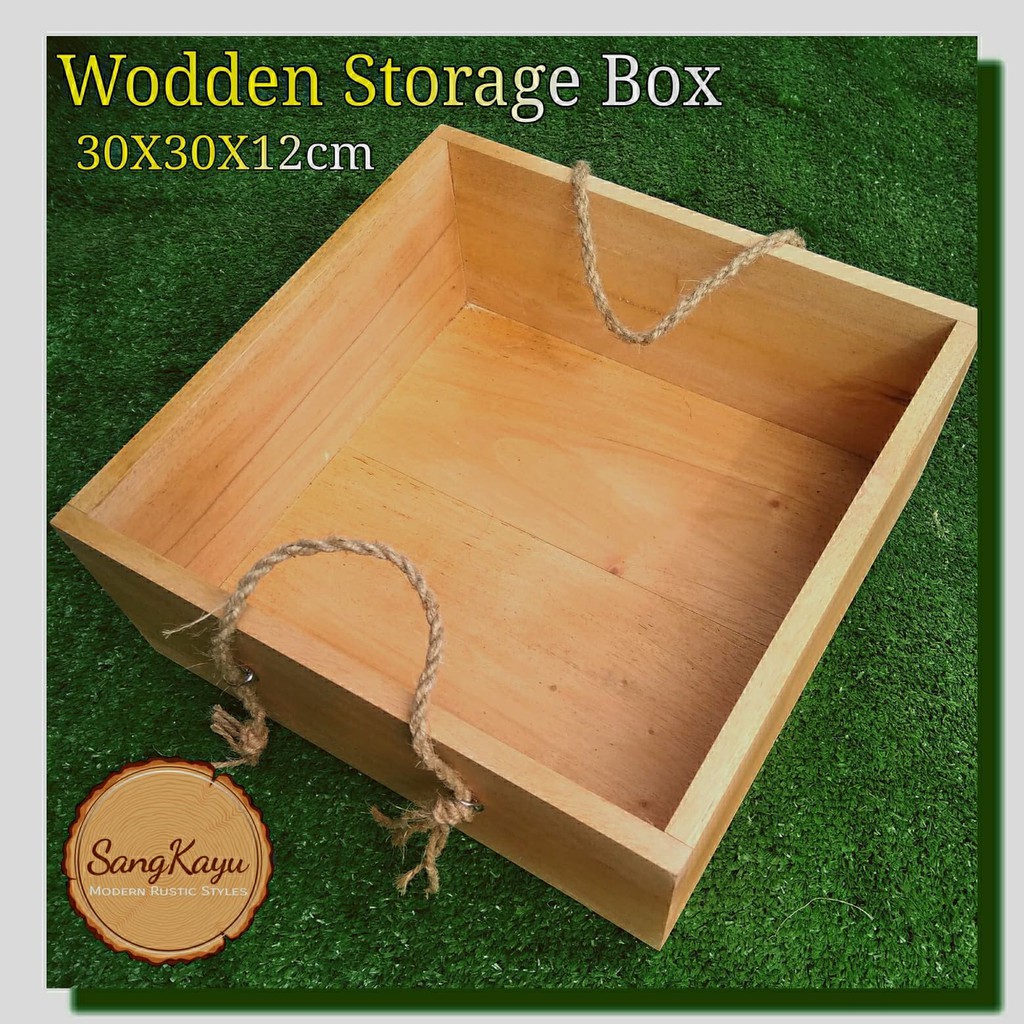 Wodden Storage Box 30X30X12 CM Kayu Kotak Penyimpanan Serbaguna