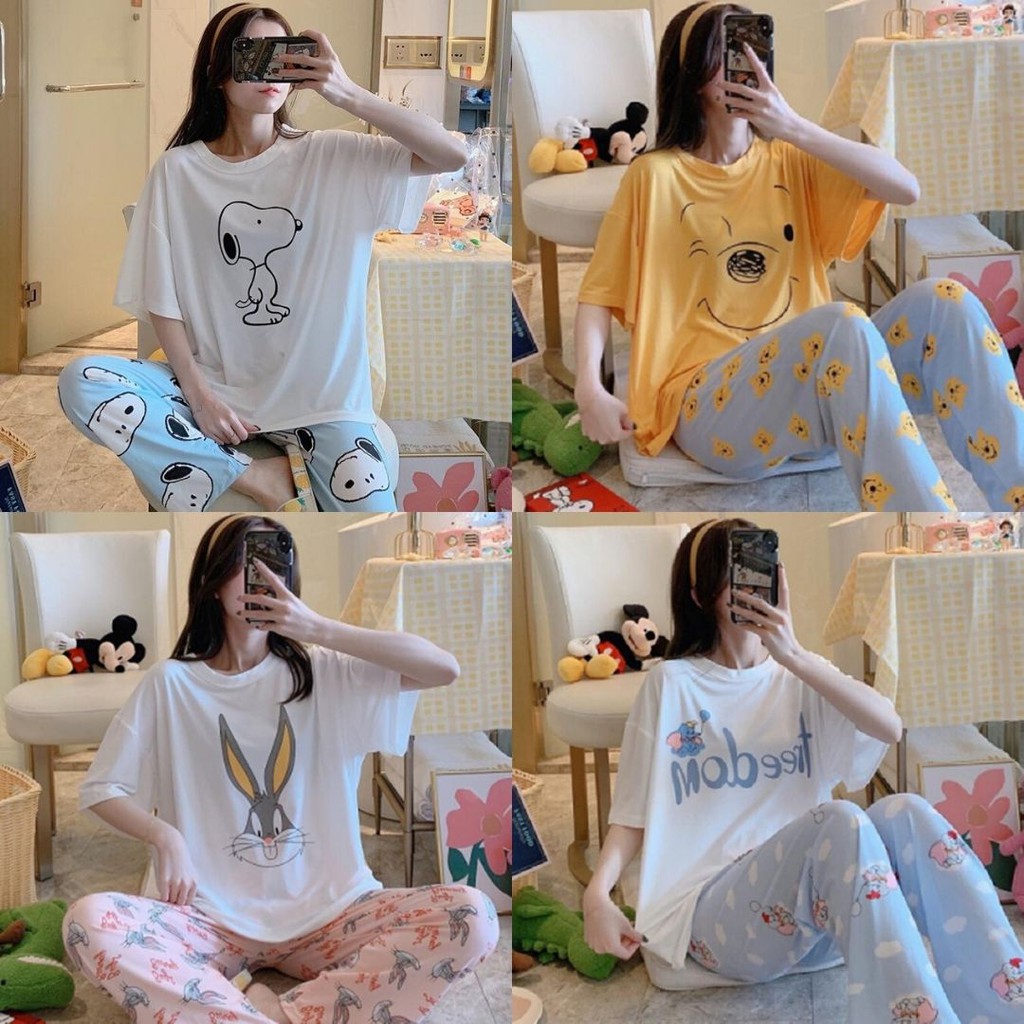  PIYAMA  PAJAMAS BAJU TIDUR SETELAN LENGAN PANJANG  PENDEK  