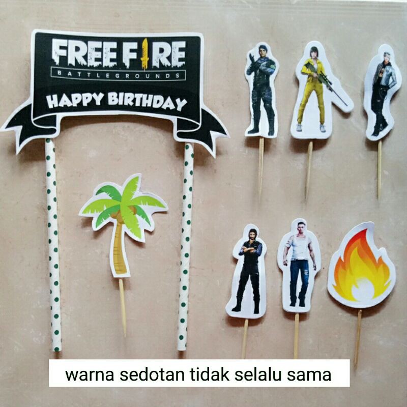 cake topper satu set hiasan kue ulang tahun free fire freefire