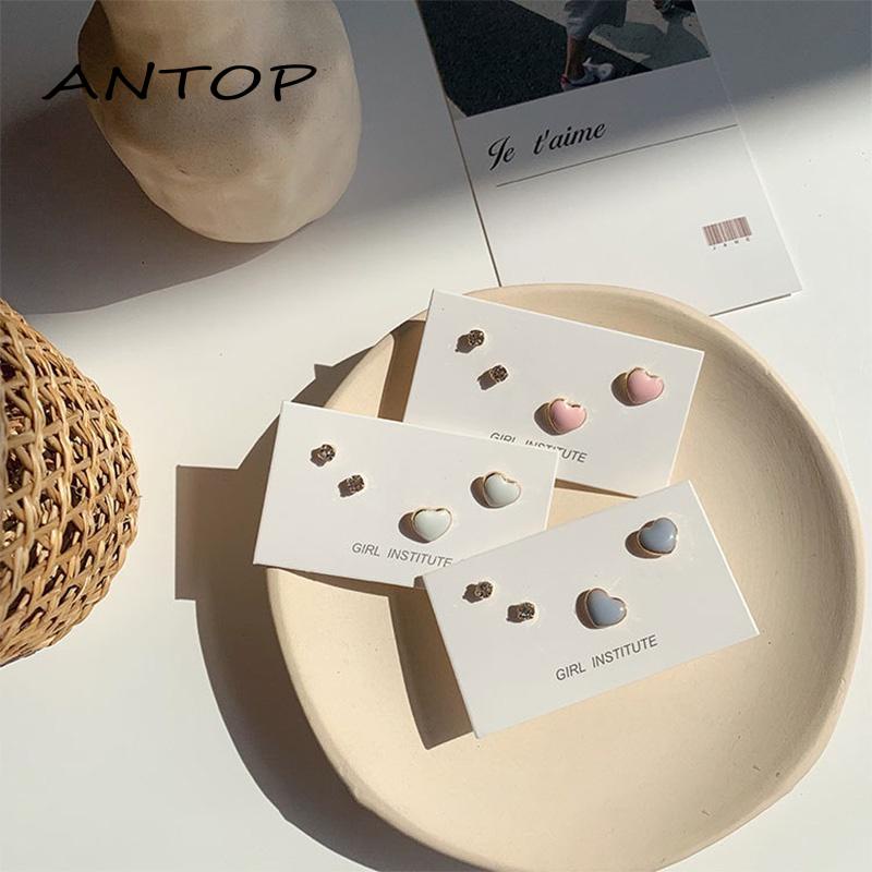 Anting Tusuk Gantung Desain Hati Gaya Pelajarsimpleperi Untuk Wanita