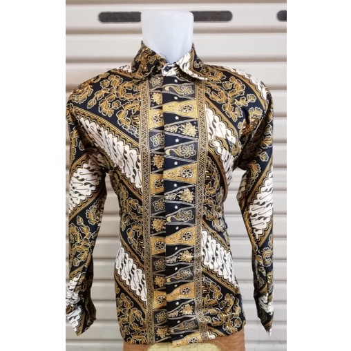 KEMEJA BATIK PRIA / KEMEJA MOTIF BATIK LENGAN PANJANG DAN LENGAN PENDEK MOTIF TUMPAL KUNING