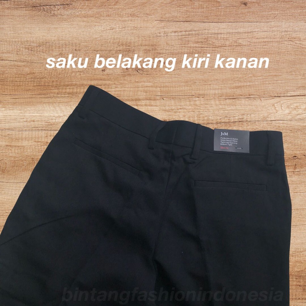 Celana Jas Pria Hitam Slim Fit Original JSM Suit Pants Kantor Formal