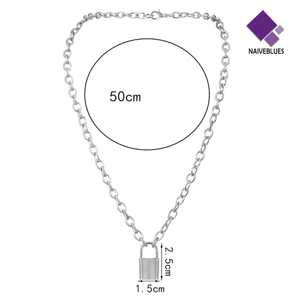 Naiveblue Kalung Rantai Dengan Liontin Gembok Simpel Untuk Unisex / Pria / Wanita