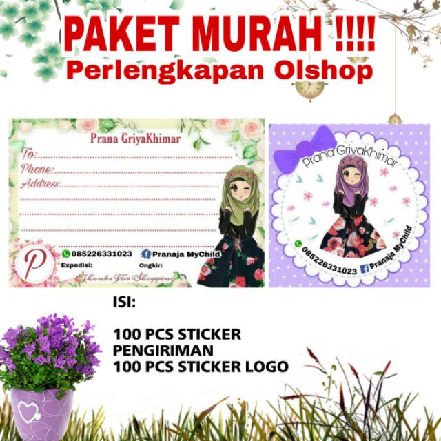 

PAKET MURCE OLSHOP!!! 100 SHIPPING CARD+100 STICKER LOGO