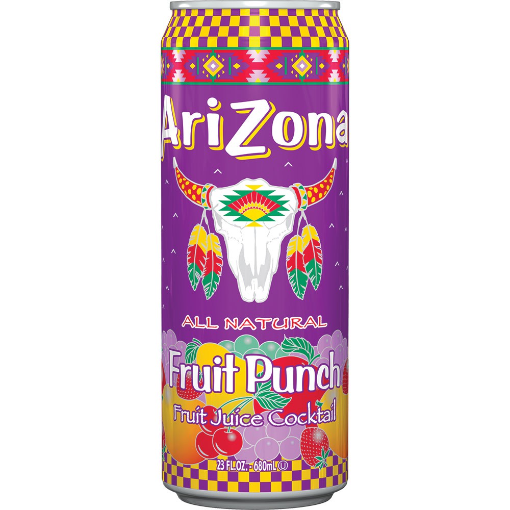 

arizona fruit punch . fruit juice 680ml . impor amerika. minuman kaleng jus arizona