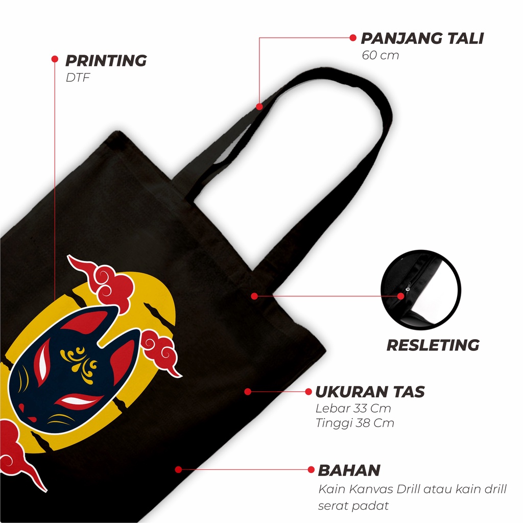 Sevine Totebag Tas Wanita Tote Bag Resleting Japanese Black Series Hitam - NPN7