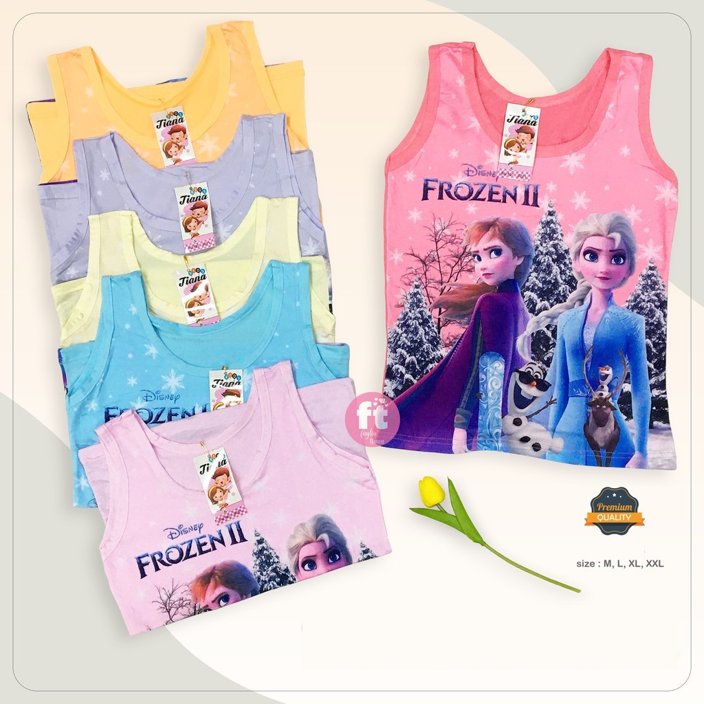 3 PCS TANKTOP anak Perempuan Motif Frozen - Tenktop balita umur 2 s/d 10 Tahun - Kaos Dalam Anak