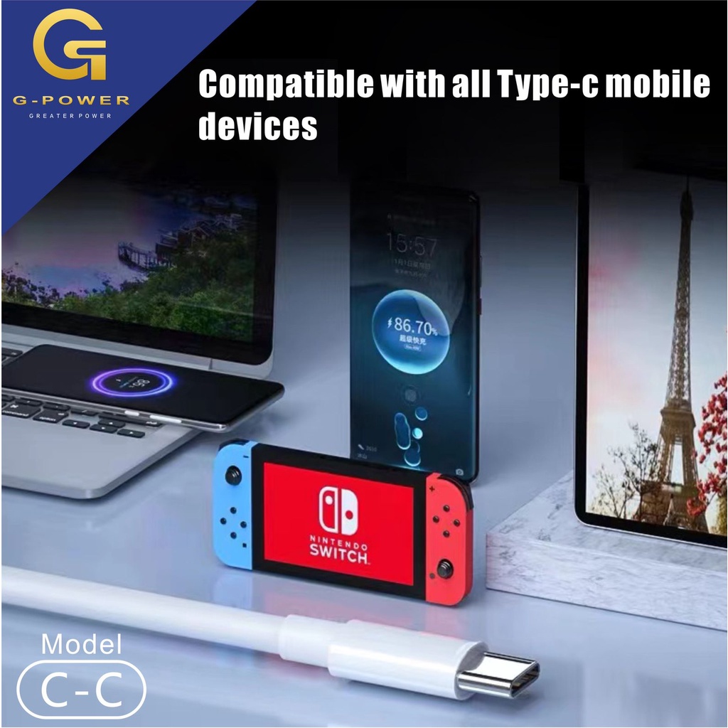 G-POWER Kabel Data Charger Type C To USB C Cable 20W Fast Charging Power Delivery Bergaransi