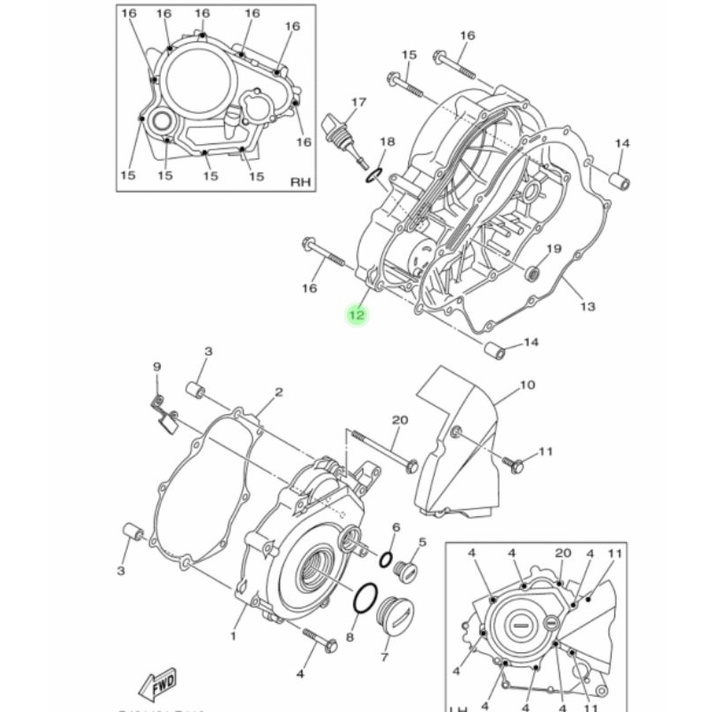 COVER CRANKCASE BAK BLOK KOPLING XABRE R15 V2 ASLI ORI YAMAHA 2PK E5421 00