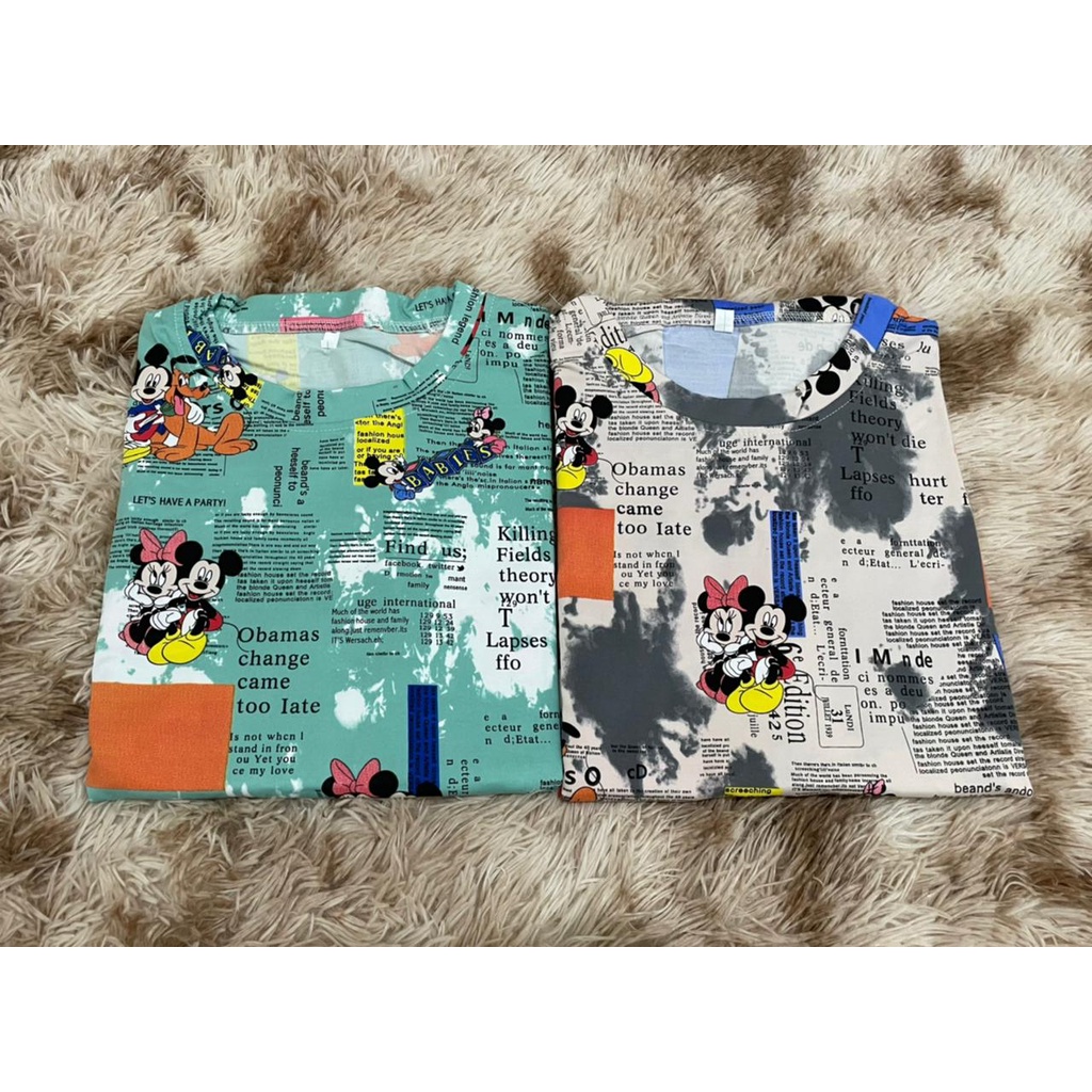 Overtee Tshirt Oversize Wanita Motif Mickey Koran - 100% Import