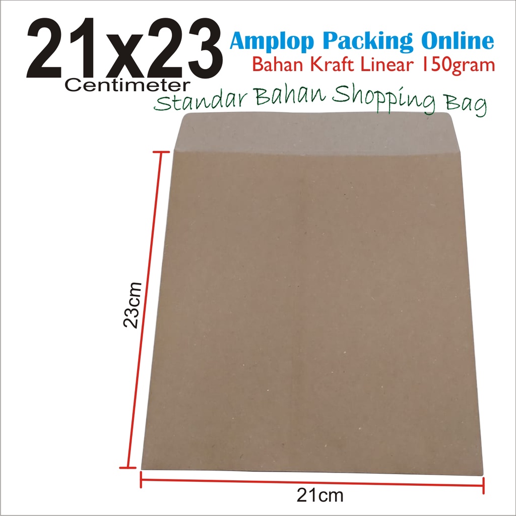 

Amplop Kemasan Online 21 x 23 cm Kraft Linear 150 gram Bahan Standar Shopping Bag