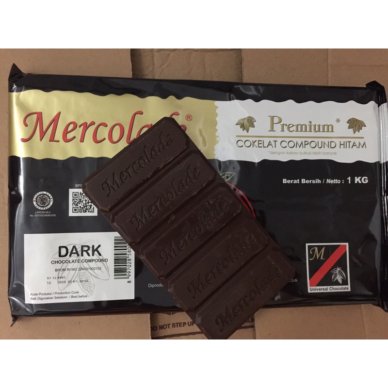 Mercolade Dark Chocolate Compound Premium Repack 250gr Coklat Batang