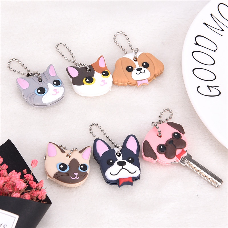 Gantungan Kunci Bentuk Anjing / Kucing / Kelinci Bahan Silikon PVC