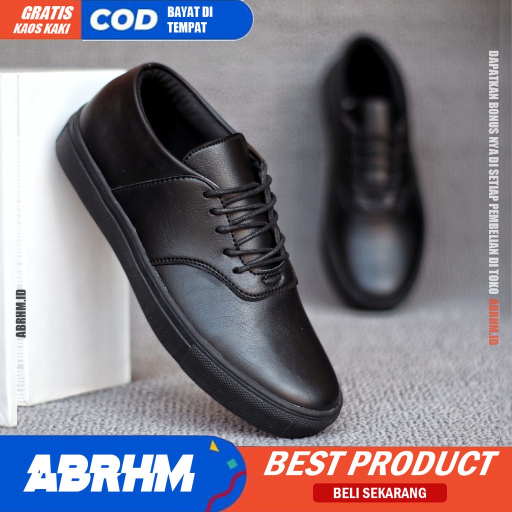 ABRHM x AUTHEN Sepatu Kasual Pria Sepatu Pria Casual Sneakers Kulit Pu Ori Cowo/Cowok Sepatu Kerja Kantor Semi Formal Kuliah Kondangan Gaya keren Kekinian Murah Terlaris