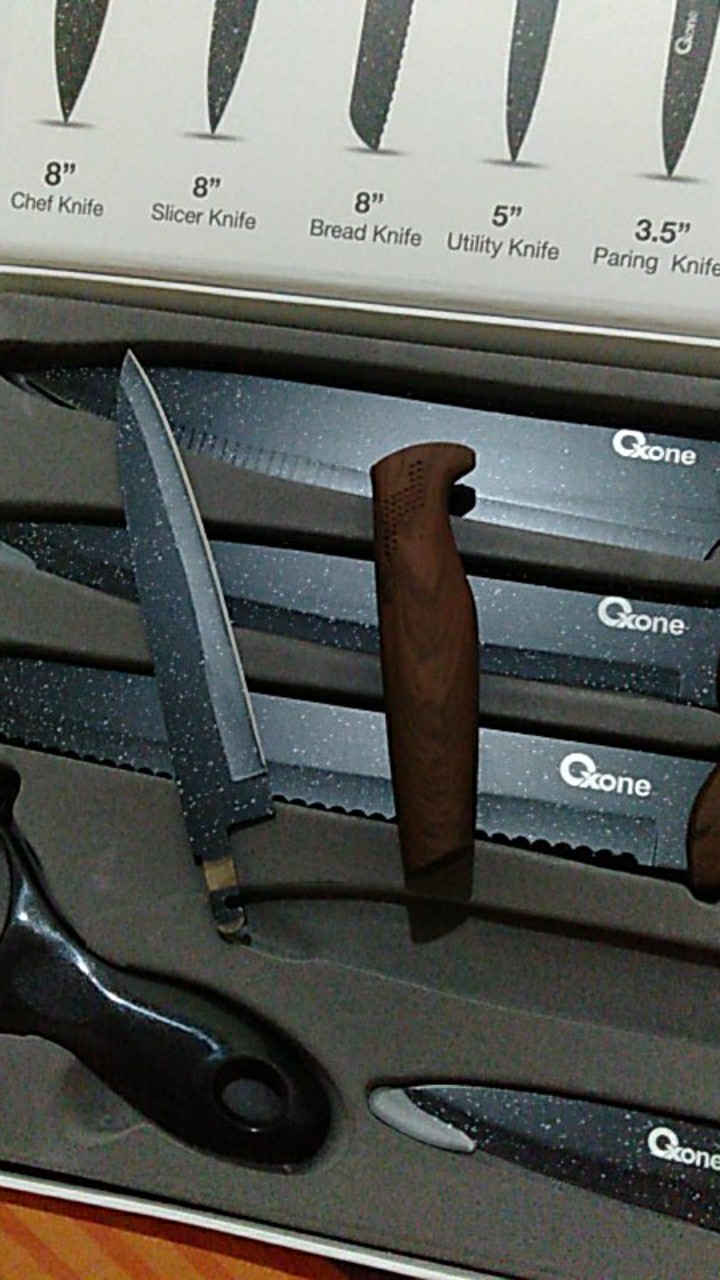Oxone Black Marble Knife Set Ox-605 Pisau Set 100% Original