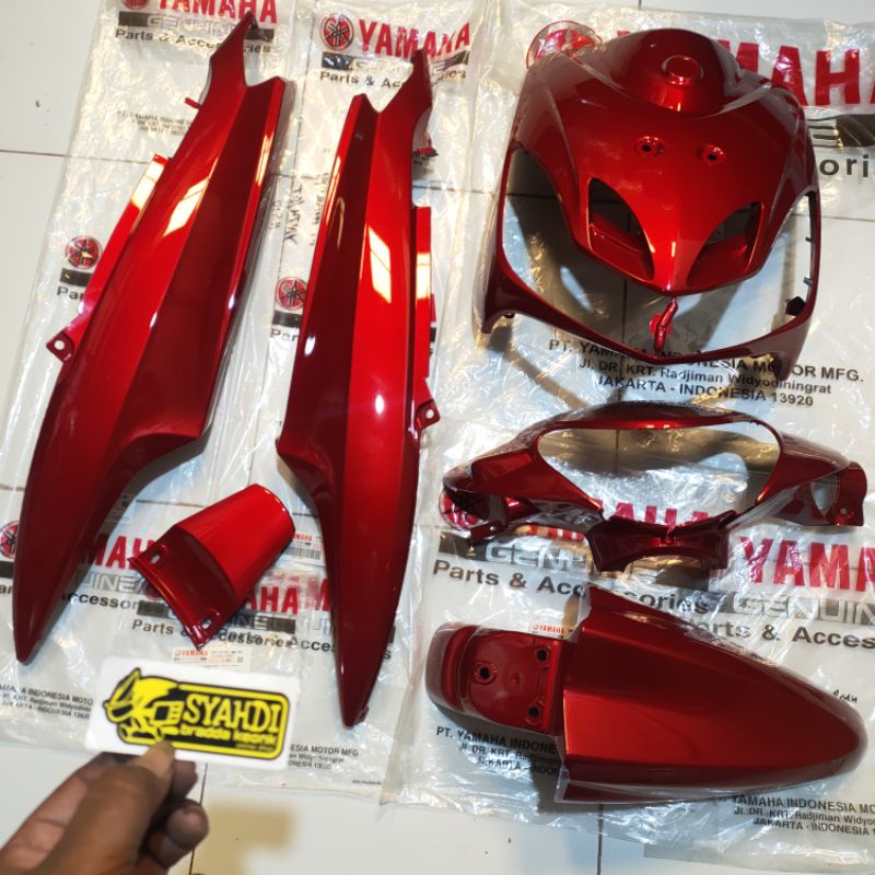 BODY ALUS SET MIO SMILE ORIGINAL YAMAHA WARNA MERAH MARON MARUN