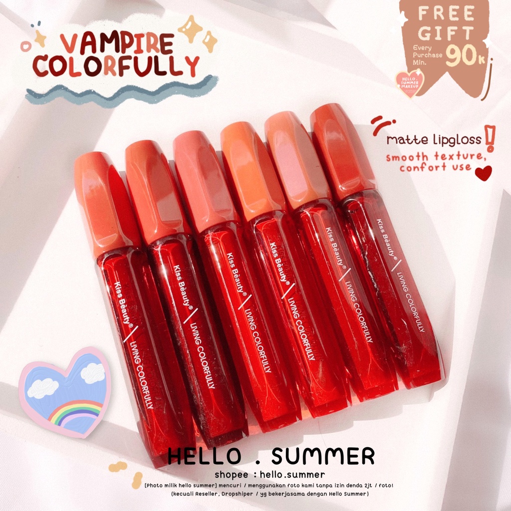 𝐌𝐀𝐓𝐓𝐄 𝐋𝐈𝐏𝐒𝐓𝐈𝐂𝐊 - Kiss Beauty Vampire Colorfull Liquid Matte Lipstick / Matte Ligloss Longlasting