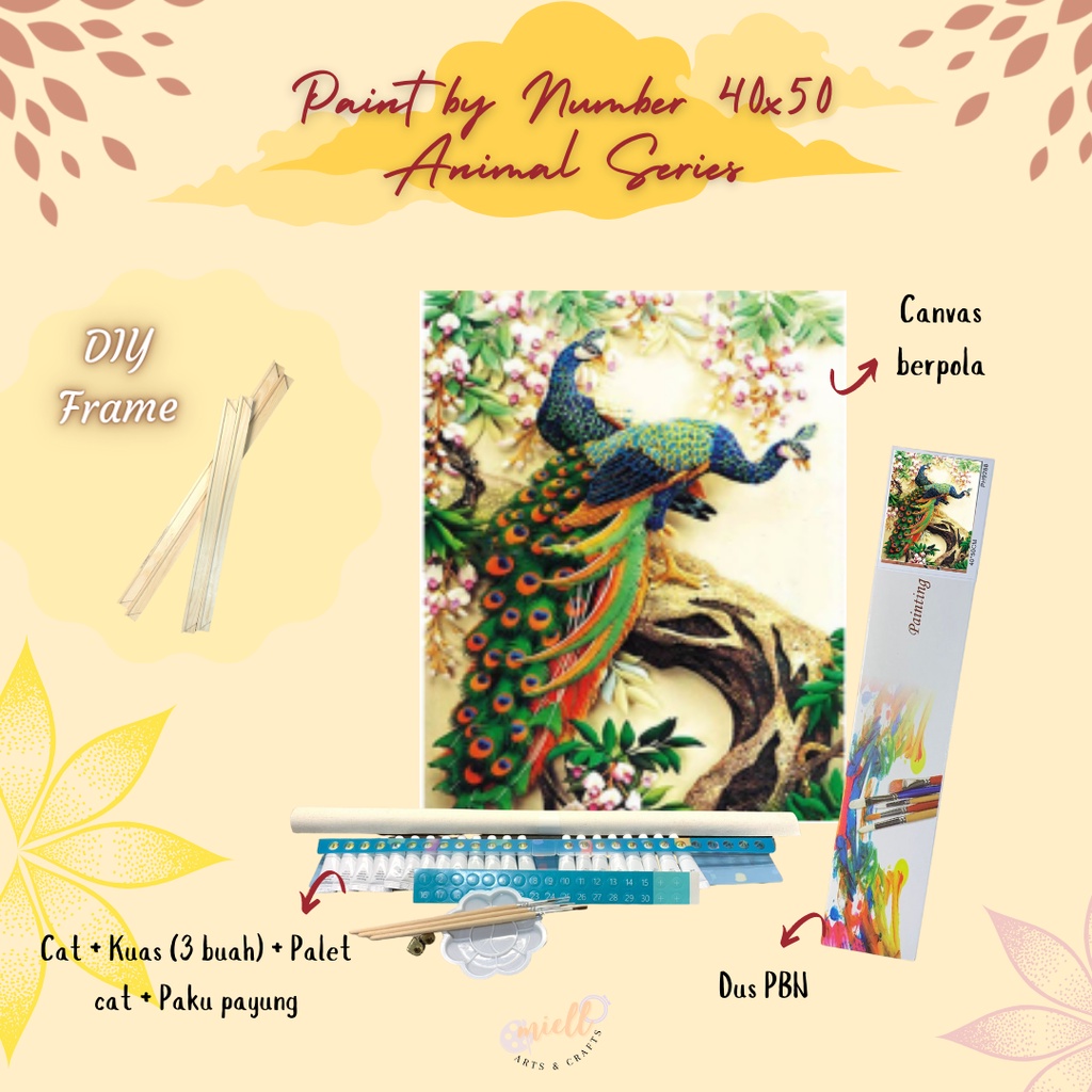 

PAINT BY NUMBER ANIMAL SERIES / DIY PAINTING BY NUMBER / KANVAS LUKIS (40cmx50cm) & FREE DIY FRAME / BINGKAY KAYU