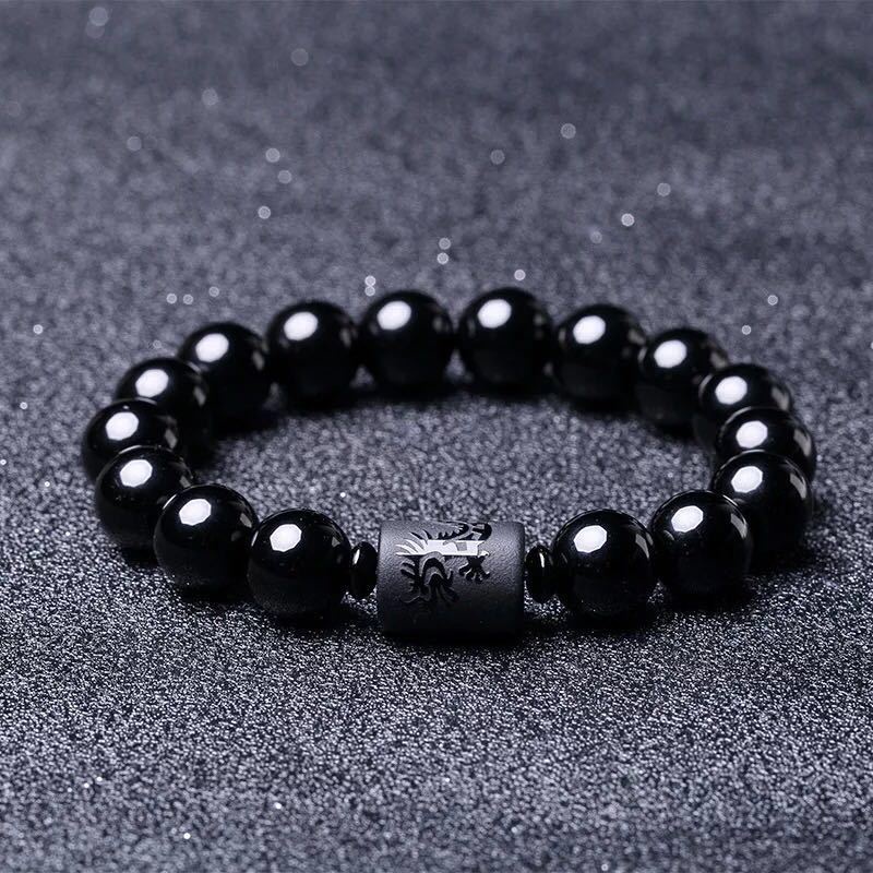 [Women &amp; Men Natural Dragon Phoenix Obsidian Beads Bracelet] [Stress Relief Healing Chakra Yoga Lucky Bracelet] [Jewellery Accessories Gifts]