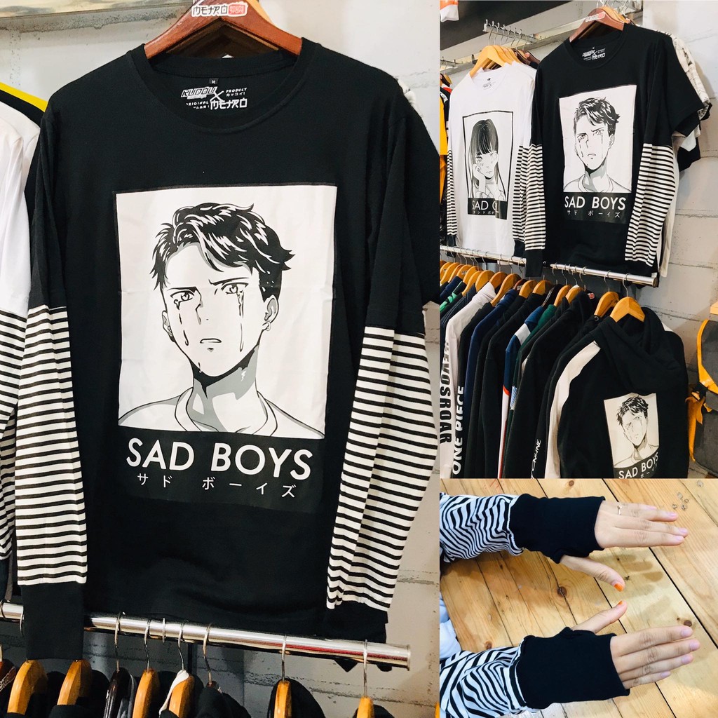 Kudou x Metro - SAD BOYS Streetwear Oversized Longsleeve Anime Character ready stock