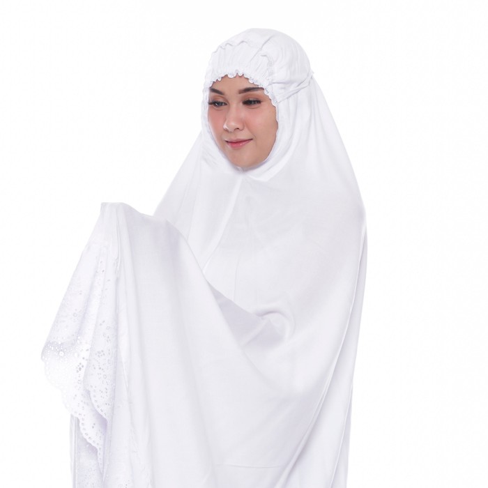 MY SETELAN MUKENA SET BORDIR RAYON DEWASA ADEM JUMBO PUTIH - NAMEERA